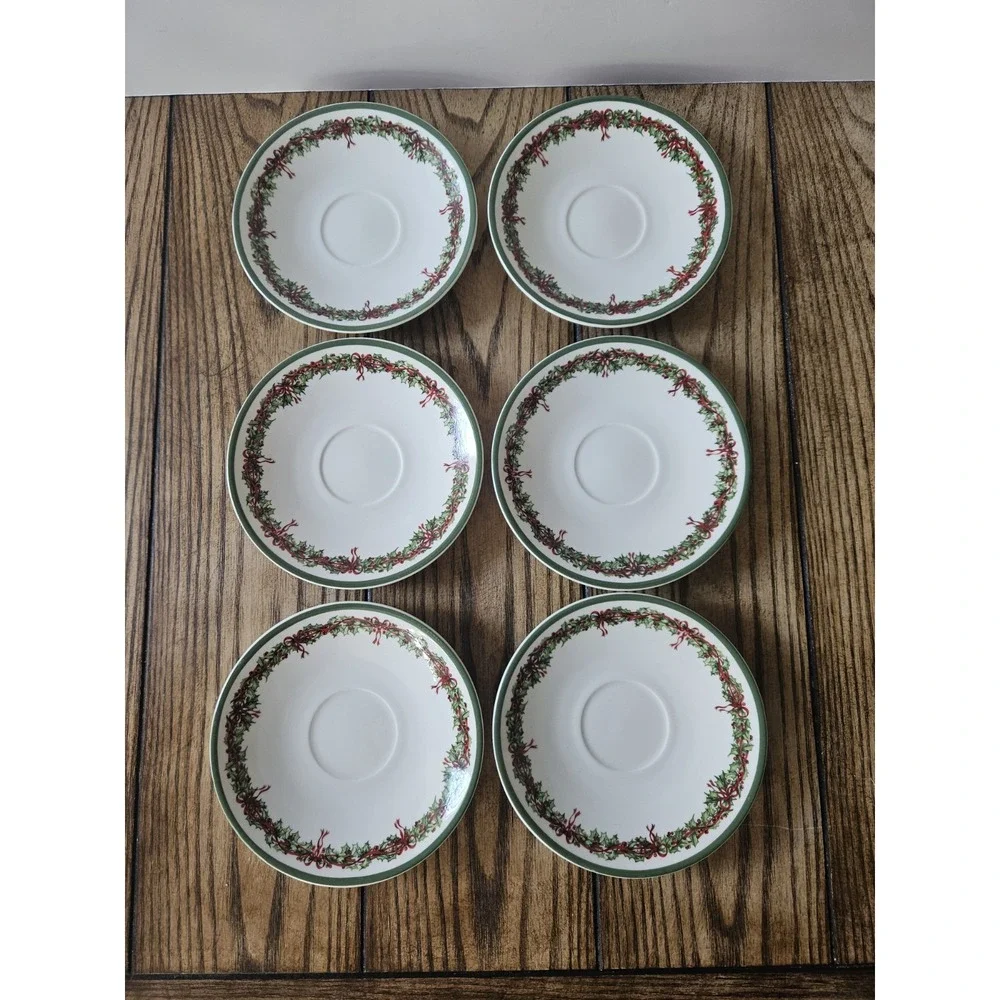Christopher Radko Traditions Holiday Celebrations Christmas Saucers Set Of 6